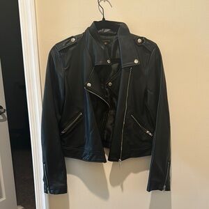 Shinestar Black Leather Motorcycle Jacket